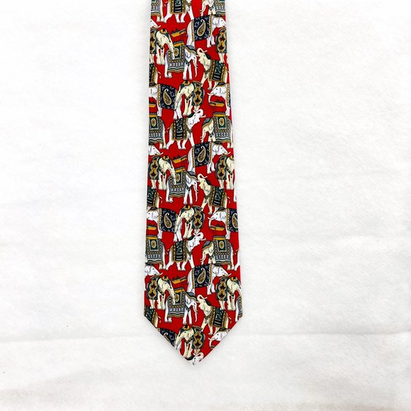 Rene Chagal Handmade Necktie Silk Circus Elephants Design L59" - Picture 2 of 14